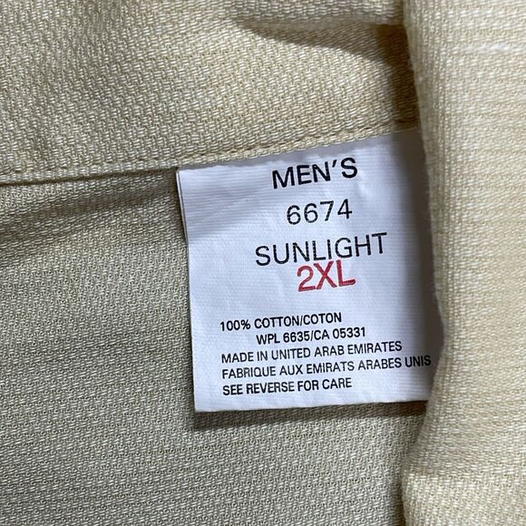 Woolrich Shirt Mens XXL 2XL Yellow Sunlight Mechanic Short Sleeve Button Up - Picture 7 of 10